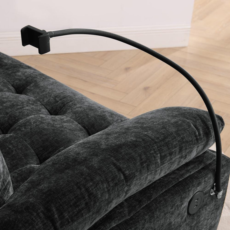 Canapé double inclinable avec repose-pieds de rangement assorti, Black