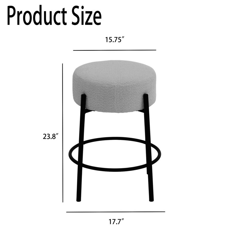 Tabouret de comptoir 24 po Jaie, Tissu noir / cadre doré