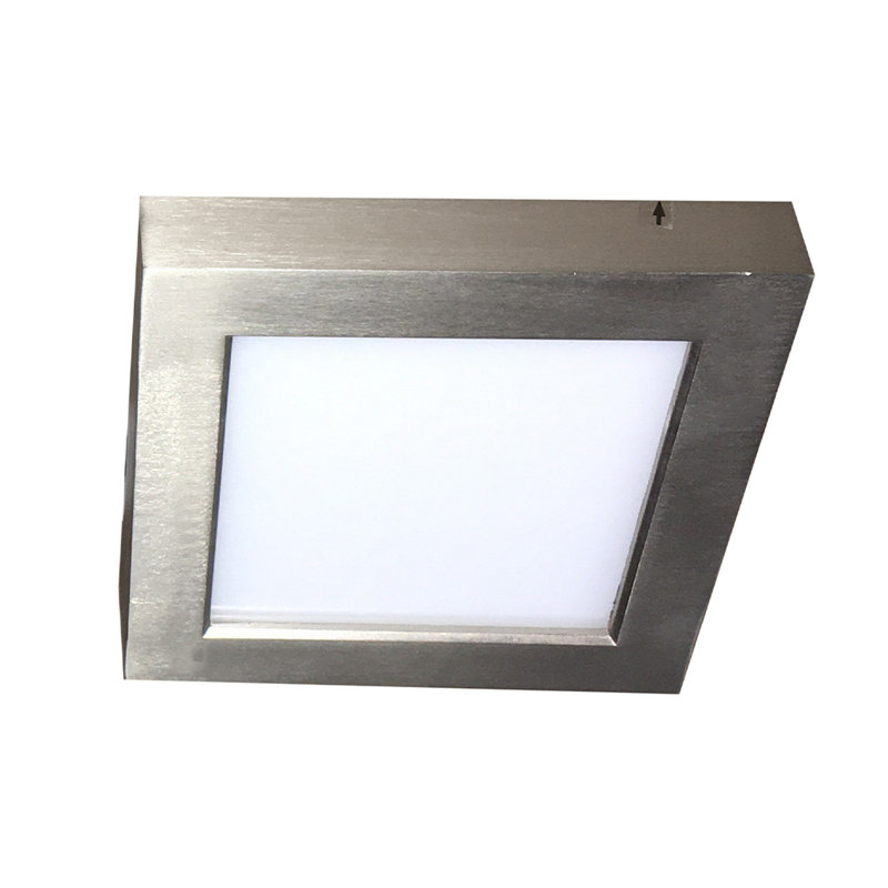 Plafonnier encastré 1 lumière à DEL intégré en nickel brossé, H 1 po x l 5,75 po x P 5,75 po