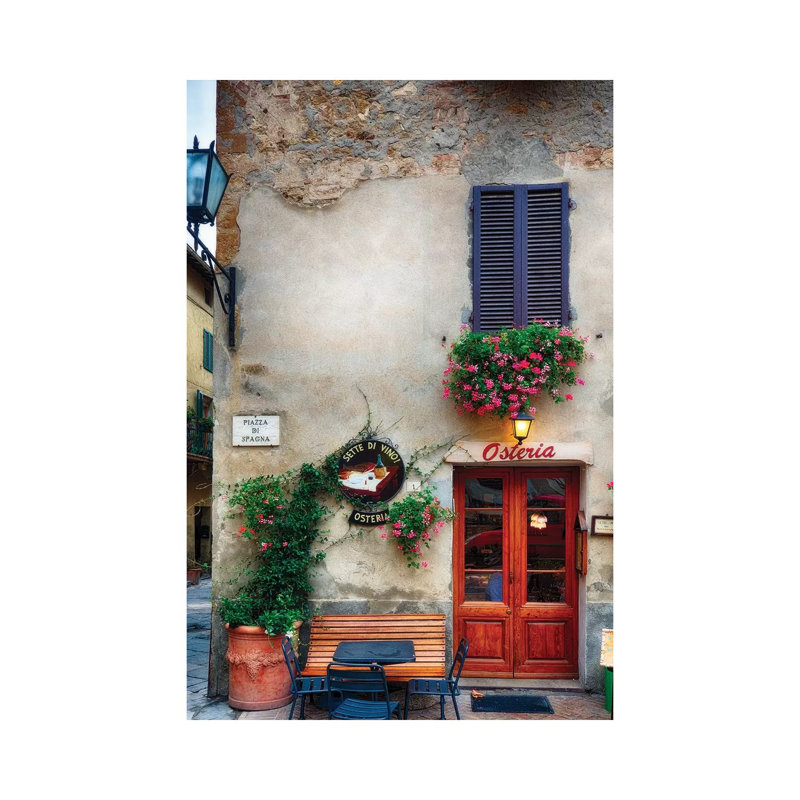 Bâtiment de restaurant pittoresque à Pienza, Toscane, Italie par George Oze-impression, Pas de tapis, Toile tendue