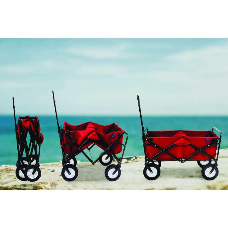 Red Steel Frame Collapsible Outdoor Utility Wagon