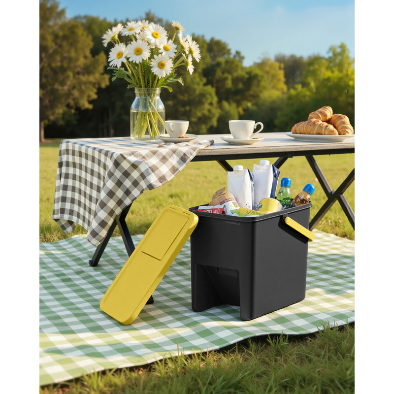 Cousnard Plastic Swing Top Kitchen Trash Can - 20L, Yellow,/Blue/Brown/Green