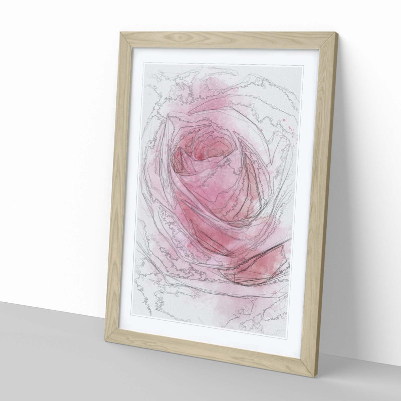Pink Rose Petals - Framed Print, 60cm H x 40cm W x 2cm D, Oak