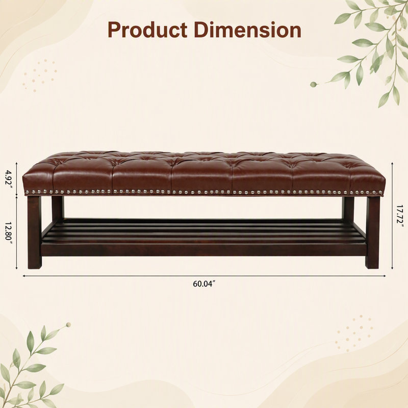 Banc rembourré en bois pour chambre à coucher pour entrée, Black