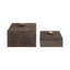 Sagebrook Home 2-Pieces Soweto Suede Boxes With Stone Knob, Gray