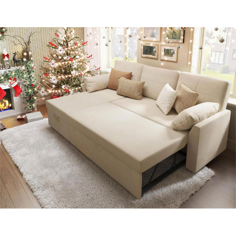 Modern Sleeper Sofa Bed, Comfy Sofa With Storage Chaise- 2 In 1 Pull Out Couch Sofa, Sleeper Sofa For Home Office, Living Room