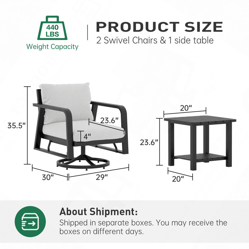 Deux chaises pivotantes avec une table d'appoint