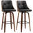 HOMCOM Bar Height Bar Stools, PU Leather Swivel Barstools with Footrest and Tufted Back, Set of 2, Black