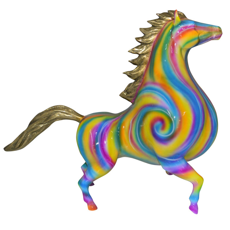 Statue cheval Dryfield moderne en bronze - Taille: L 19 po x l 9 po x H 19 po.