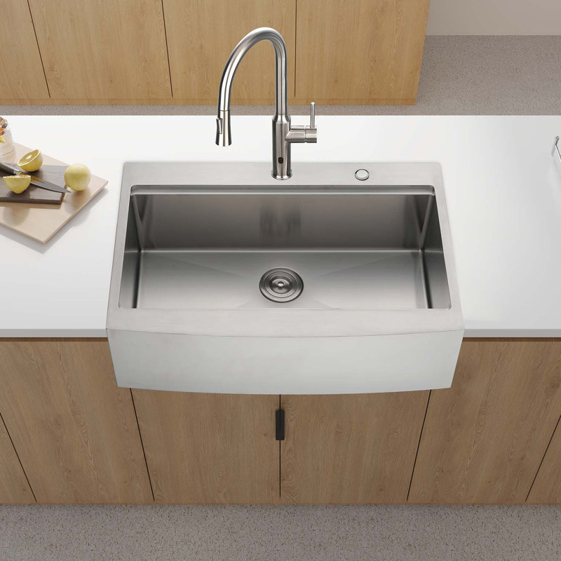 Évier de cuisine 33 po x 22 po x 10 po à tablier simple en acier inoxydable avec poste de travail