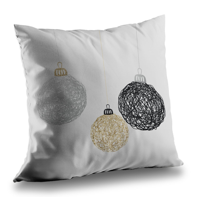 Three Christmas Balls Throw Pillow | Bedroom Pattern Decor