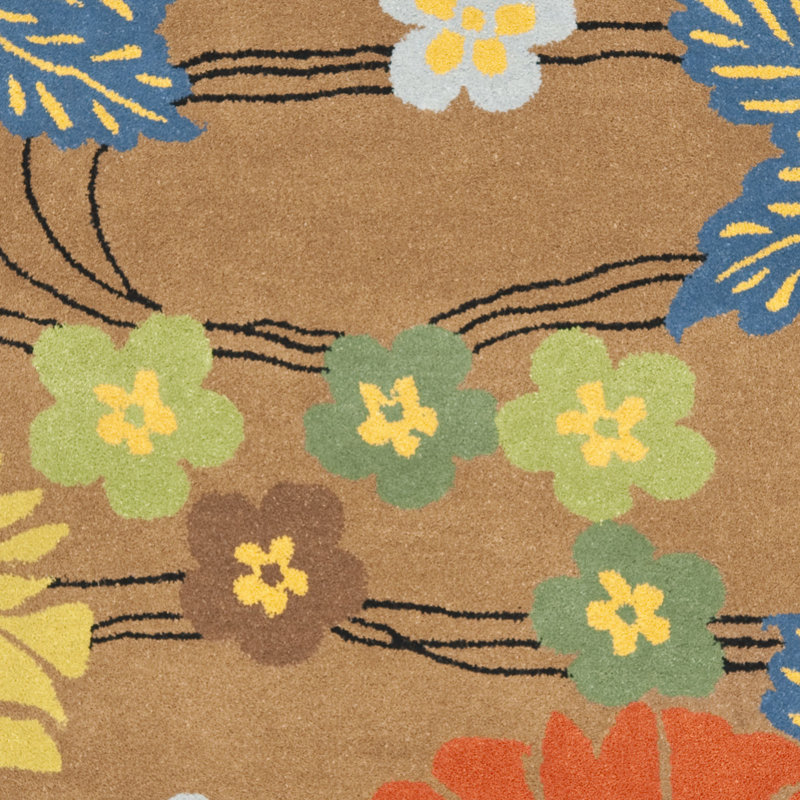 Tapis brun / multicolore en laine touffeté à la main Clovill, Carré 6 pi