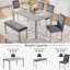 Ensemble de table de salle à manger 6 pièces en bois avec chaises rembourrées et banc, idéal pour les dîners de famille et les rassemblements formels, avec décoration en cristal-733022977-733022988-733022976