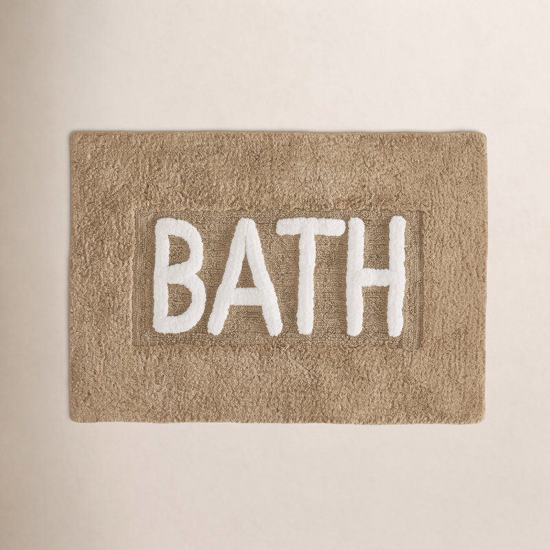 Cotton Blend Non-Slip Bath Rug, Linen