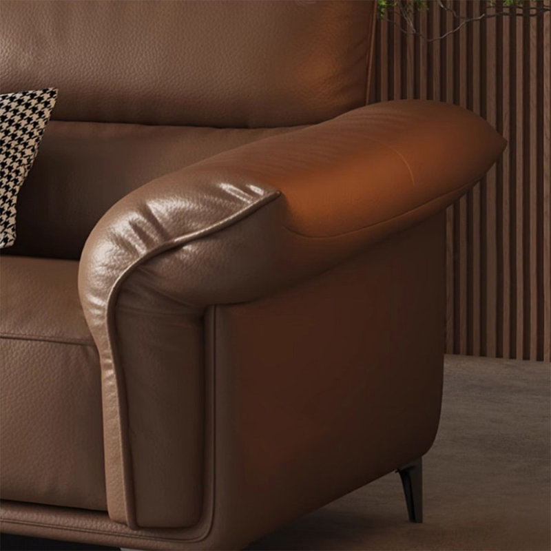 Causeuse modulaire en cuir véritable Coffee Coffee, 37.4" H x 86.61" W x 39.37" D, Café