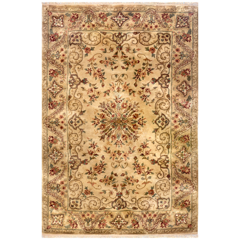 Tapis doré en laine touffeté à la main Masuda, Rectangle 12 pi x 18 pi