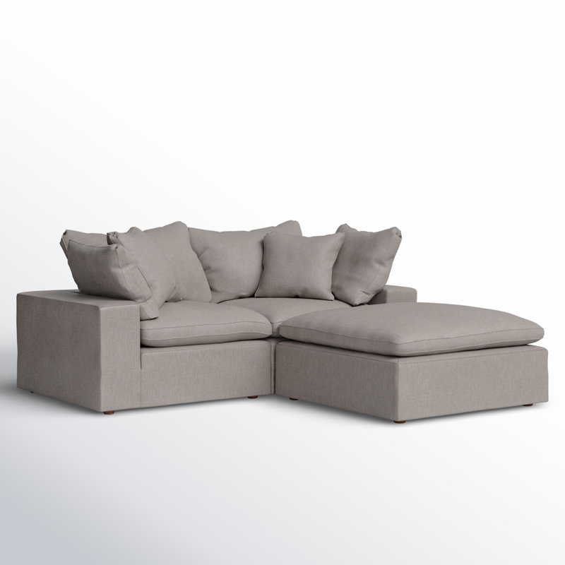 Canapé modulaire en polyester Tila, Performance gris clair