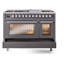 Cuisinière à double combustible ILVE Professional Plus II Series 48 po avec 8 brûleurs scellés et plaque de cuisson (gaz naturel, porte vitrée)-192050348-192050387