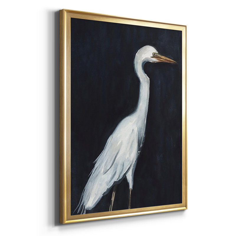 " Calm Great Egret II " Print, 30.5" H x 22.5" W x 1" D, Gold