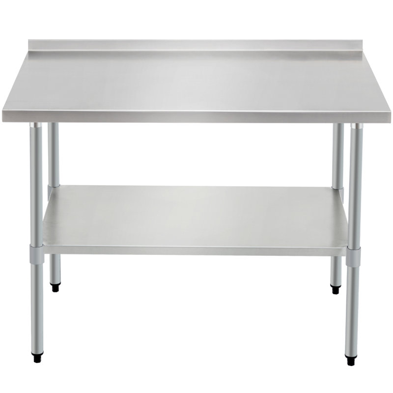 Table de préparation et de travail en acier inoxydable Profeshaw, 30 po x 48 po, avec dosseret et tablette réglable, robuste