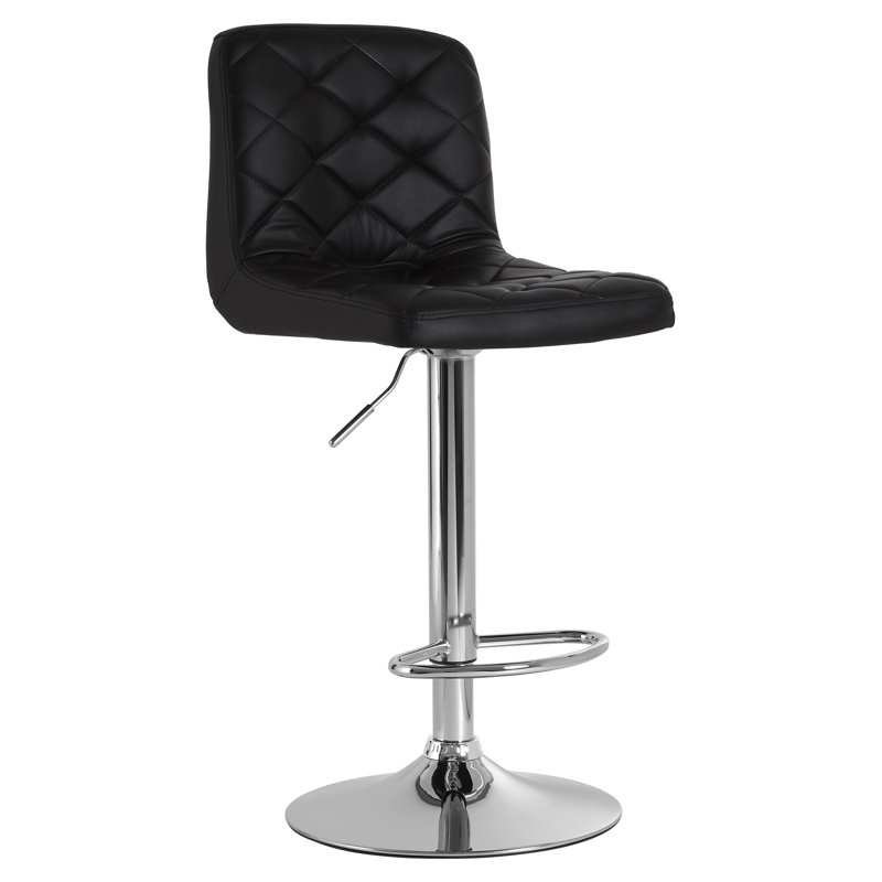 Peter Swivel Upholstered Adjustable Height Bar Stool, Black