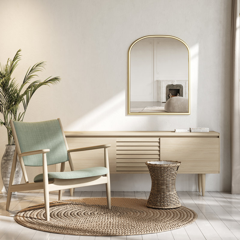 Miroir de salle de bain Bhavith, Or, 40 po x 33,8 po