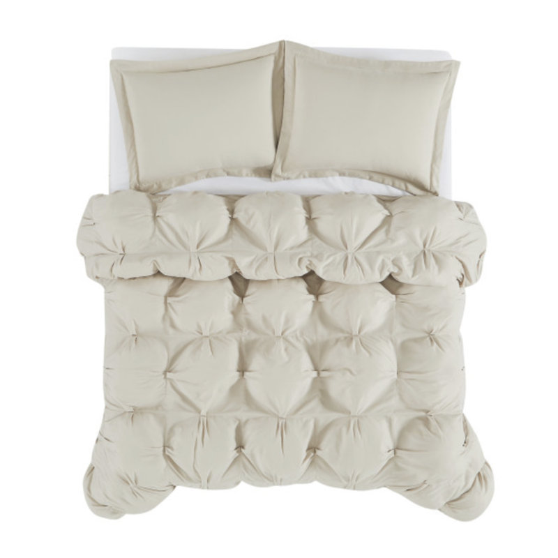 Truly Soft Oversized Puffer Comforter Set, Beige, King Comforter + 2 King Pillow Shams