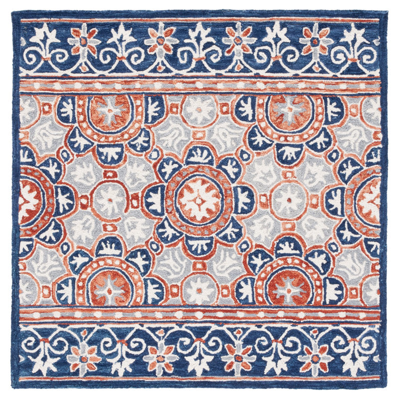 Micro-Loop Hand Tufted Wool And Cotton With Latex Oriental Rug, Square 5'
