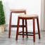 Tabouret 30 ", finition cerisier, siège en cuir os-2045556156