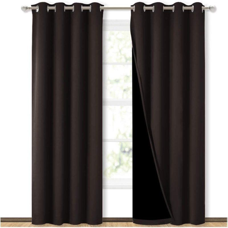 Ensemble de 2 panneaux de rideaux isolants et isolants avec œillets Eliott, Brun, L 52 po x L 84 po