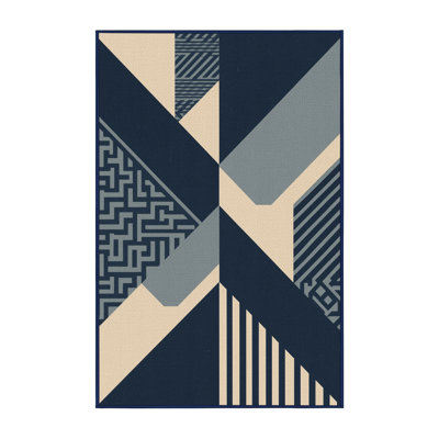 Tapis gris à motif de blocs d'inspiration mondiale Bensonhurst lavable à la machine