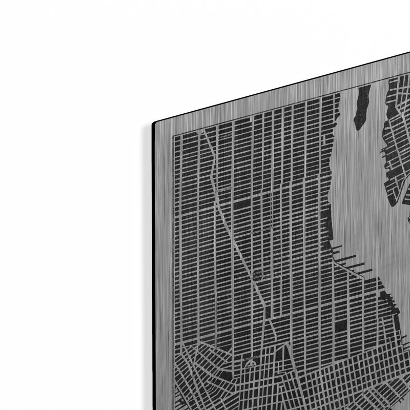Art mural en métal «New York Map Black» par Laura Marshall, H 24 po x l 24 po