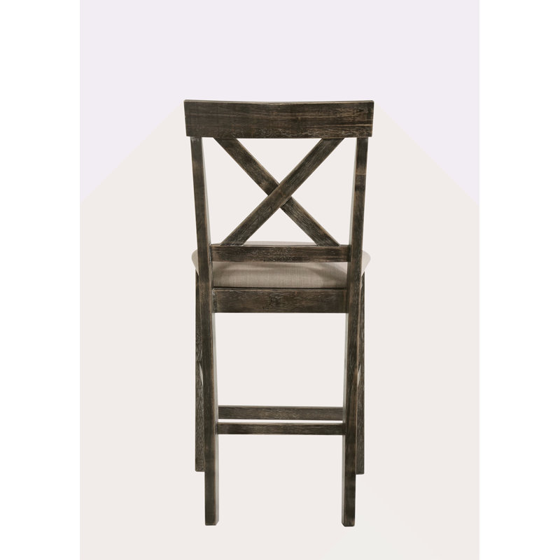 Chaise à hauteur de comptoir en lin brun clair et gris vieilli (ensemble de 2)