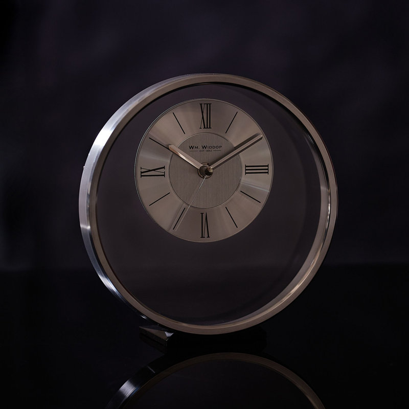 Ovid Metal Mantel Clock, Silver 