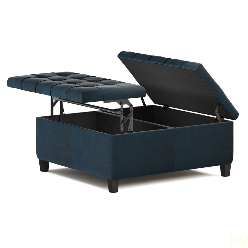 Harrison -  Table Storage Ottoman - Distressed, Green