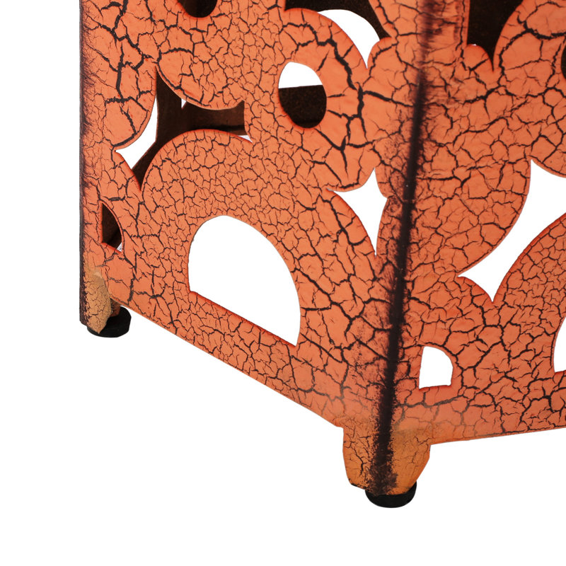 2 Accent Tables, Orange Iron Tables For Indoor And Outdoor Use, 14.05" D X 12.77" W 22" H & 12" 10.50" 18.25" H, No Assembly Needed, Romantic Style 2pcs Areas, 14.05"depth 12.77"width 22"height