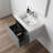 Ledell 30'' Wall-Mounted Bathroom Vanity with Acrylic Sink and Side Cabinet – Fluted Front, Soft-Close Drawers-1580074546