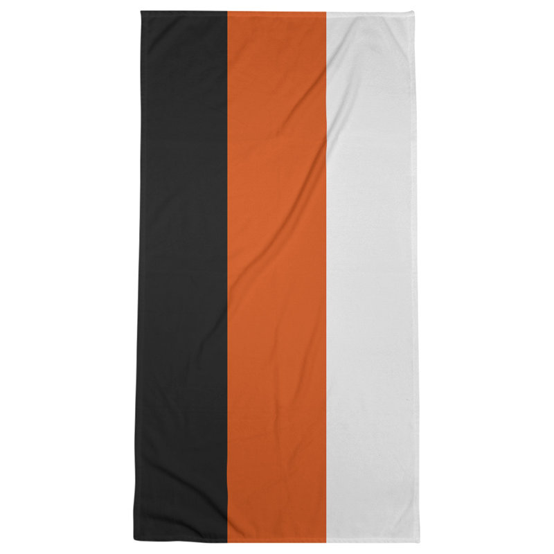 Lightweight Beach Towel, Black/Orange/White, Polyester/Cotton