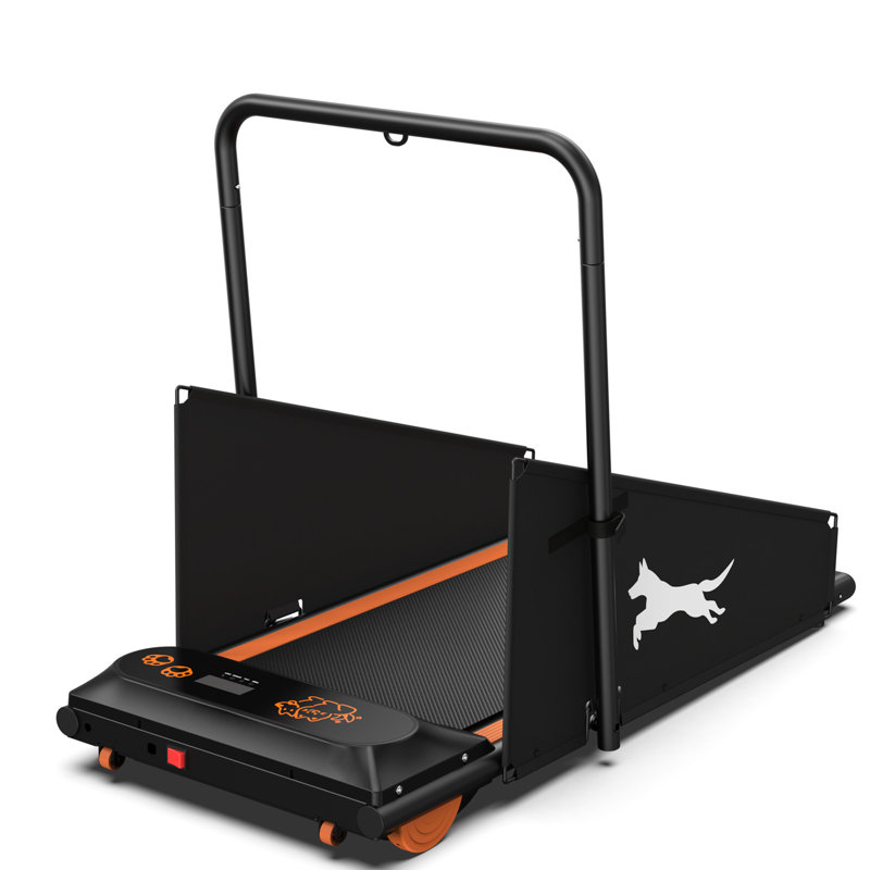 Tapis roulant pour chien avec style de vie actif - moteur de 1,5 ch, vitesse de 0,5 à 6,5 mph, comptoir multifonctionnel, optimisé pour l'espace, capacité de 220 lb, noir et orange, équipement d'entraînement pour petits et moyens chiens en acier de 1,5 ch, 110 V /