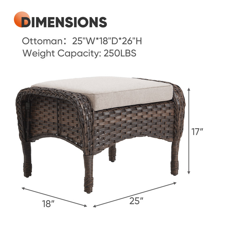 Repose-pieds d'extérieur Pragnya, Beige, Brun