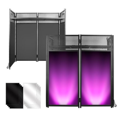 40" X 20"-portable Dj Facade Booth Table With Black&white Lighting Scrims Flat Dj Booth Panel-black Metal Frame