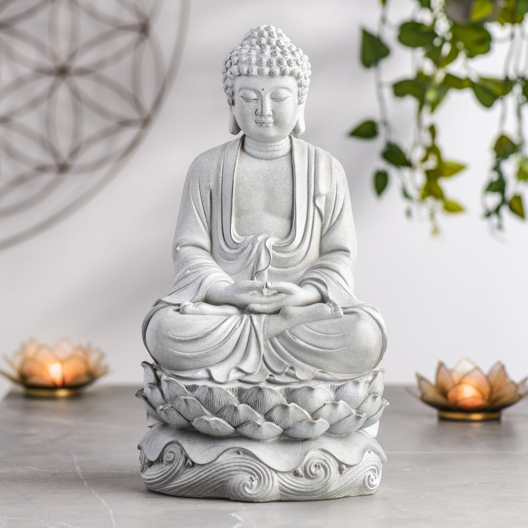 Peaceful Buddha Resin Statue Bungalow Rose 