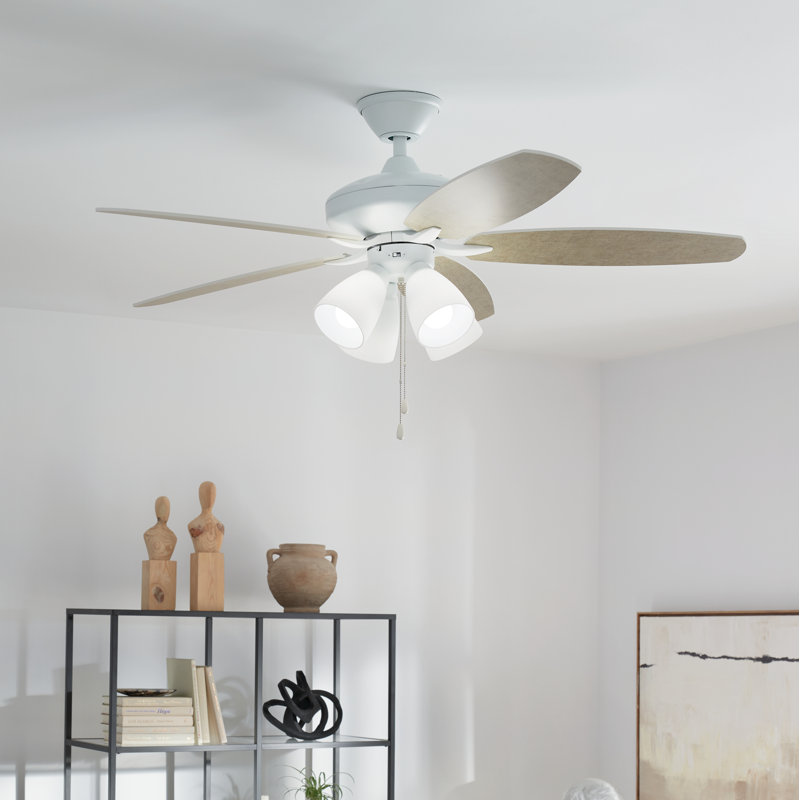 52'' Ceiling Fan with Light Kit, Matte White