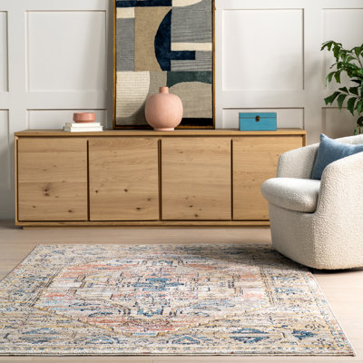 Tapis à motif de médaillon traditionnel Citrana