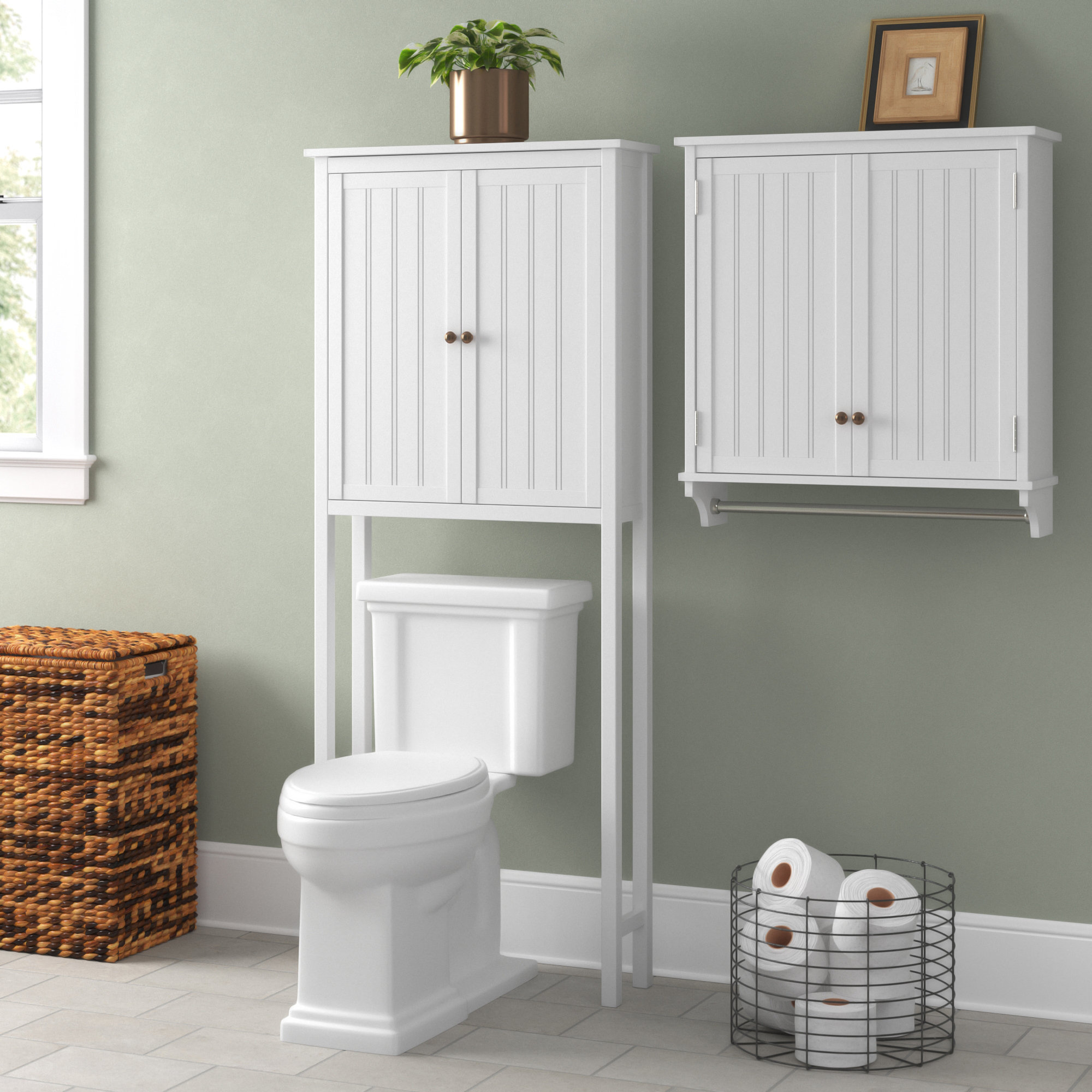 Andover Mills™ Belz 27" W 65" H Over Toilet Hutch With And Wall
