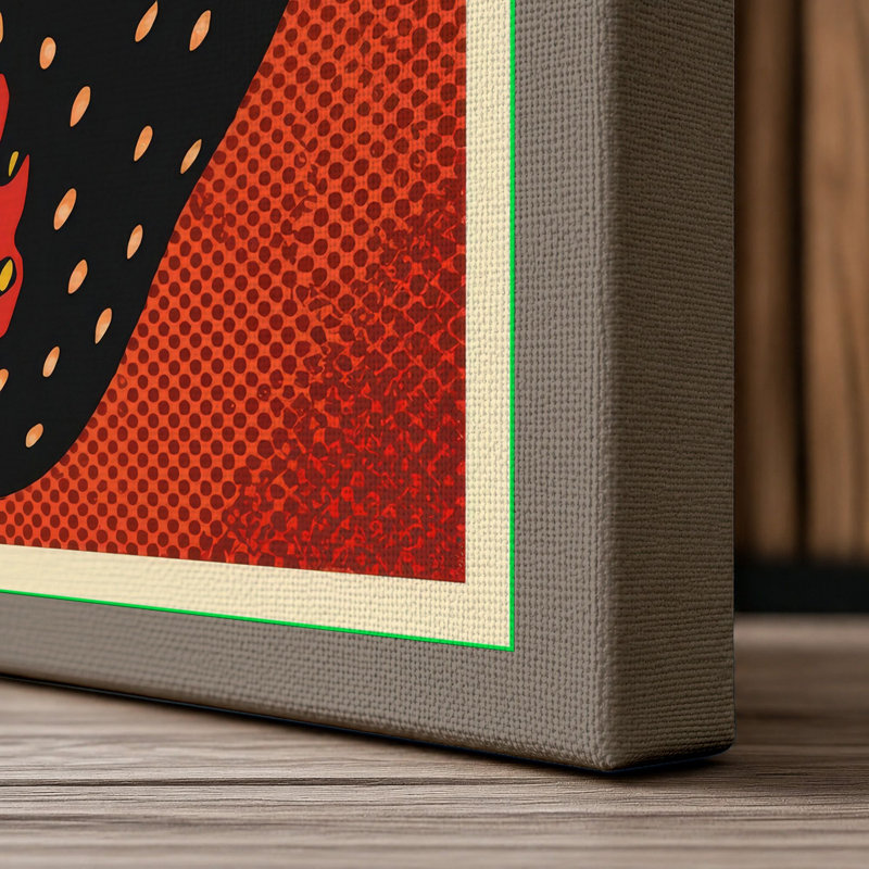 Strawberry Bold Geometric - Wrapped Canvas, 36x24 - 91.4 x 61.0 cm, Taupe Border