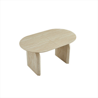 6-to-8-Seater Oval Dining Table, Modern Extendable Table with Double Pedestal Base, Classic White MDF