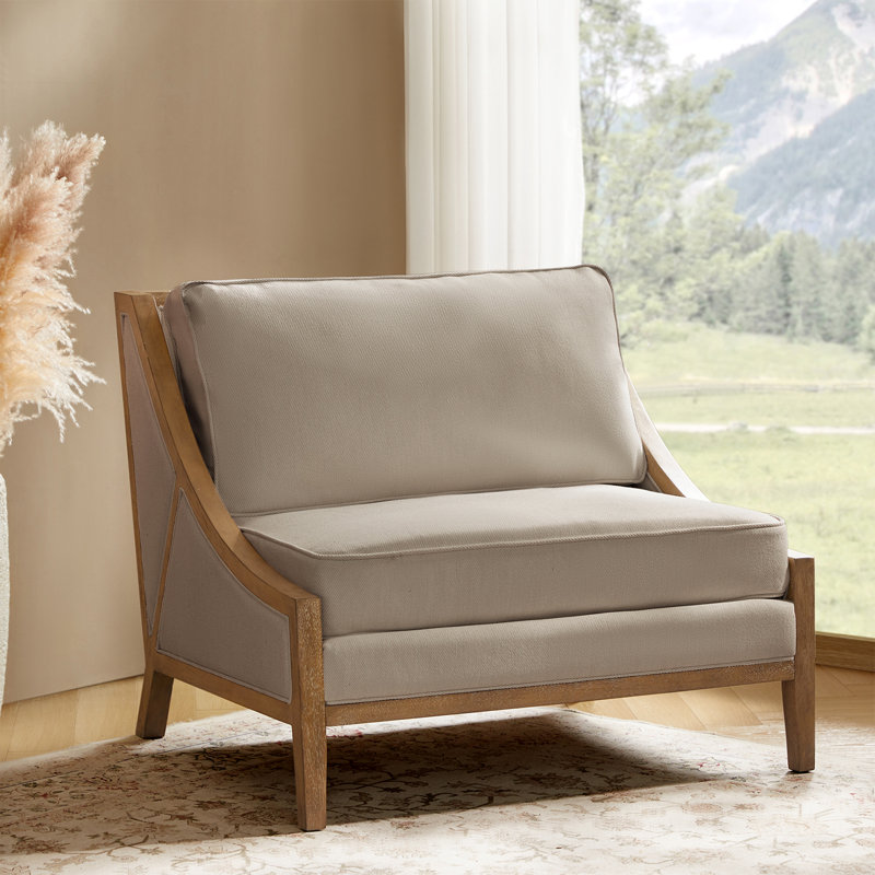 Roeline Farmhouse Oversized Wood Accent Chair
