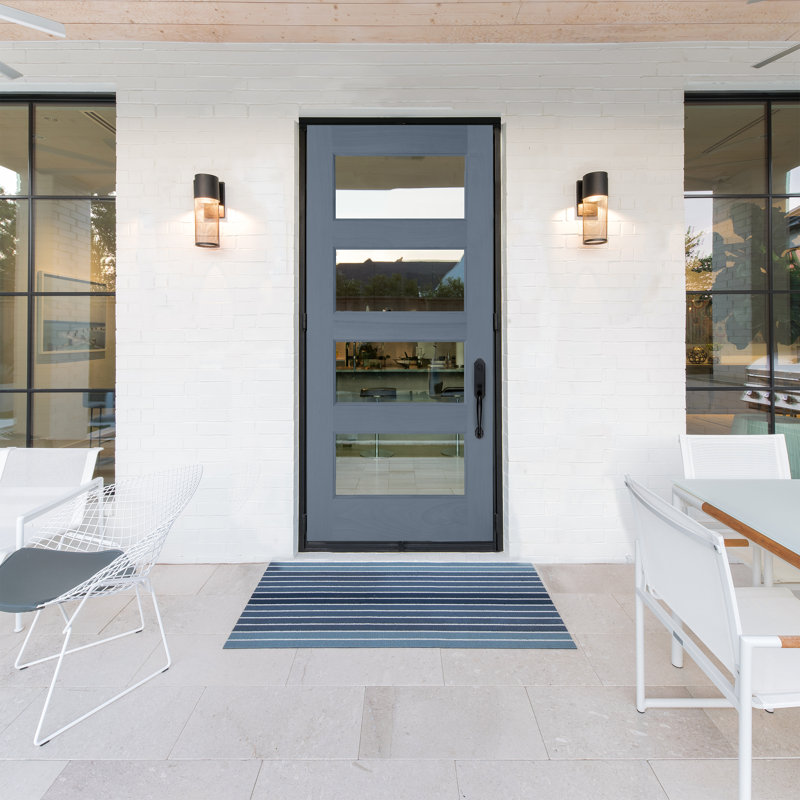 Porte d'entrée pré-suspendue en verre d'acajou brut non plaqué 36 "x 80" Modena par Prestige, Satin