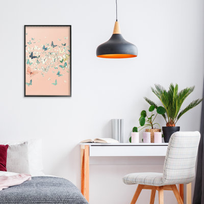 «Blush Butterflies over Encadré Giclée» par Petal Prints Design